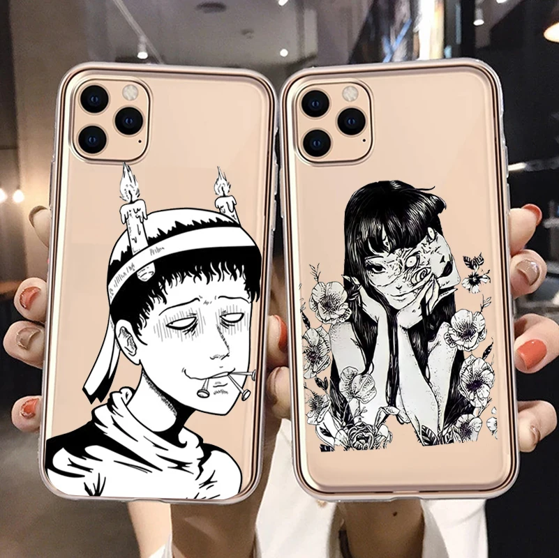 

Junji Ito Collection Tees Horror Phone Cover For iPhone 11 12 13 14 Pro Max X XR XSMax 7 8 14Plus 13Mini Clear Silicone TPU Case