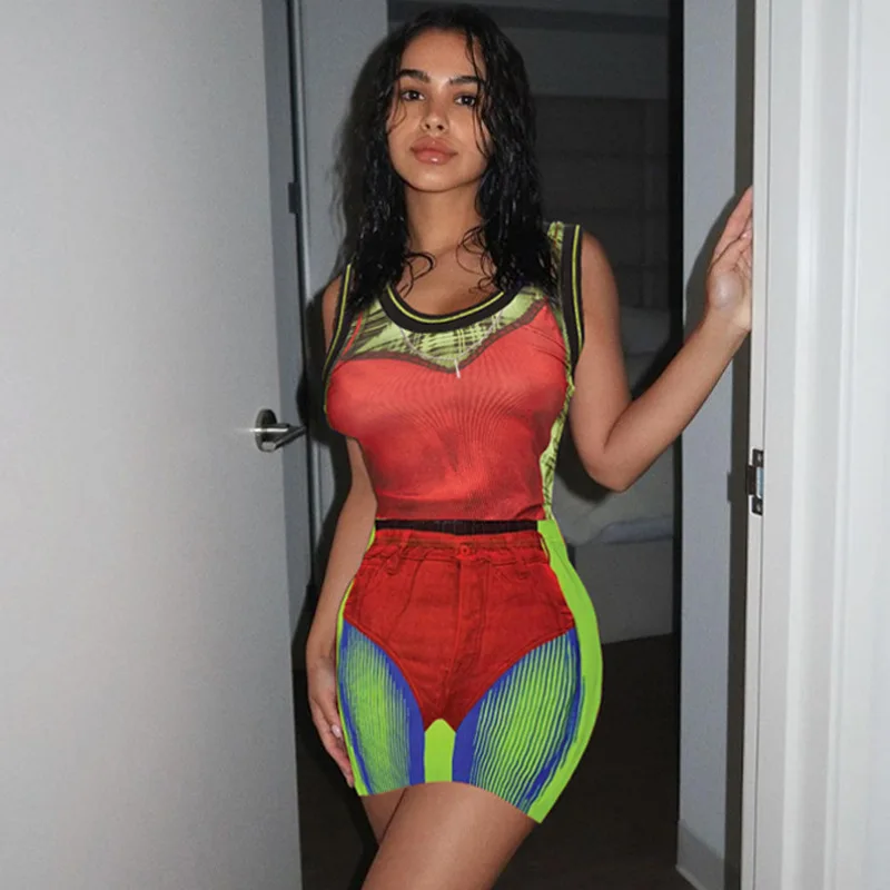 

2023 Summer Fashion Streetwear 3D Printed Women Mini Skirts Fitness Skinny High Waist Hip Skirts Sexy Night Club Party Vestidos