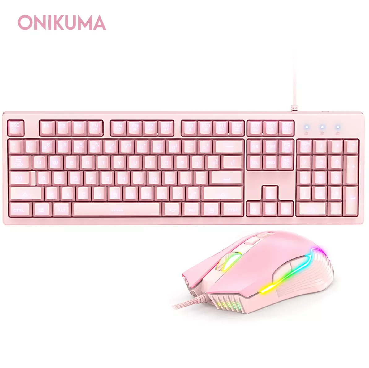 

G25 Gaming Keyboard +RGB Backlit Mouse Set USB Wired For Pink Girls Cute Computer Laptop