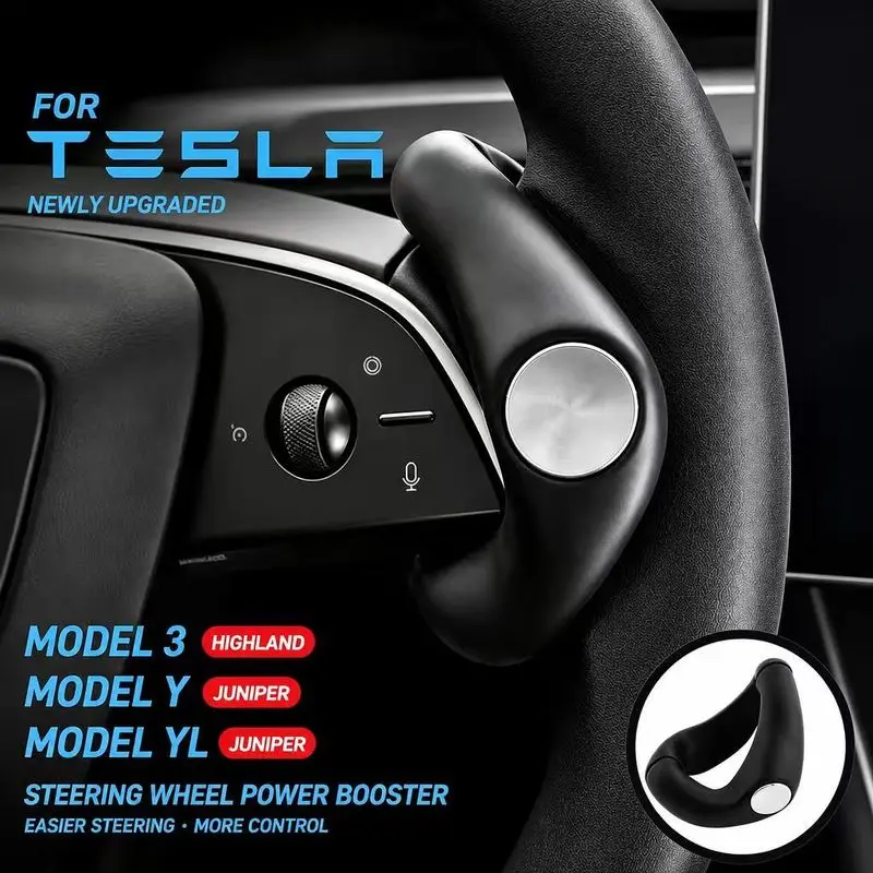 Фото Для Tesla New Model Y Juniper Model 3 Highland 2025 2026: ручка-усилитель рулевого колеса, аксессуары для безопасности автомобиля. №1
