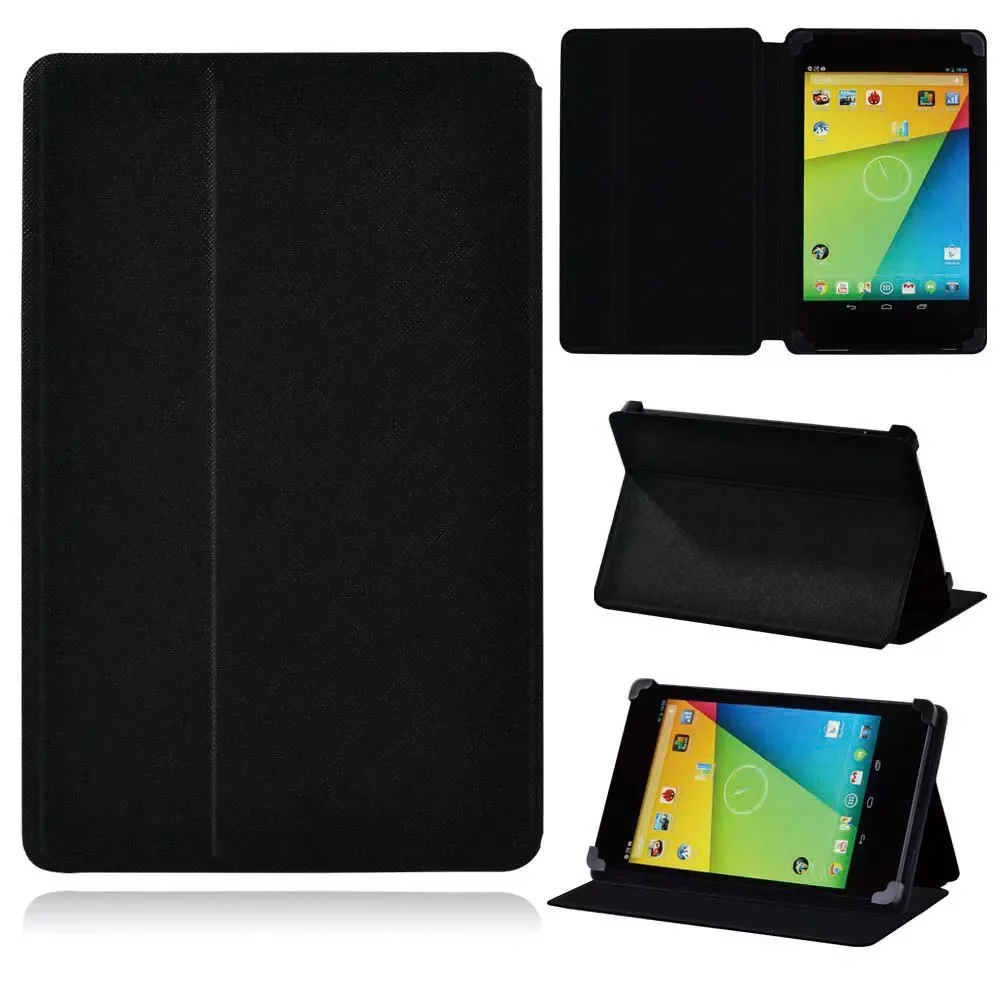 

Case for Google Nexus 7 1st Gen 2012/2nd Gen 2013/9 8.9" Pu Leather Folding Pure Black Tablet Cover Case+Free Stylus