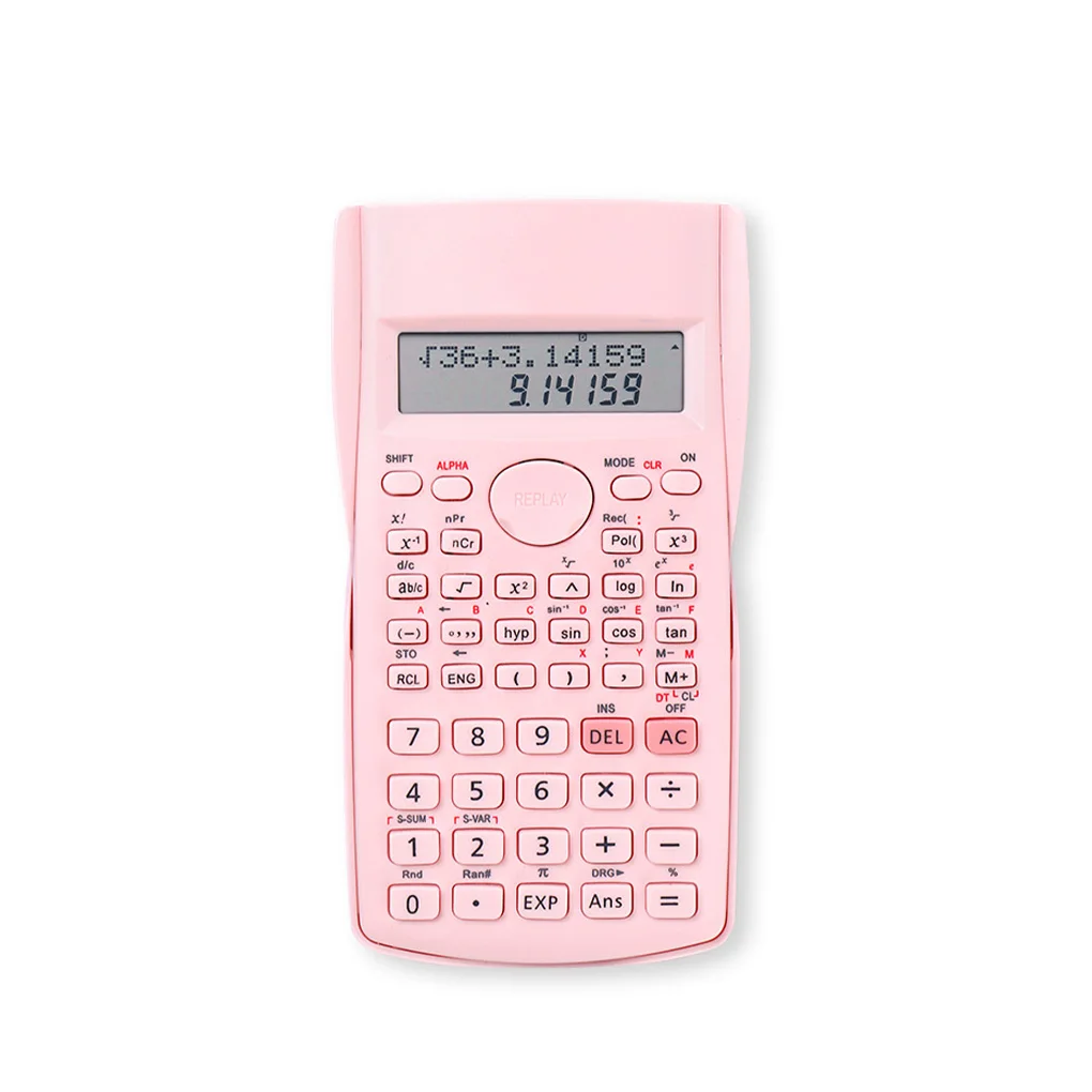 

1/2/3 Scientific Calculator 12 Digits 2 Line Display Electronic Function Calculating Statistics Stationary Pattern Random Pink
