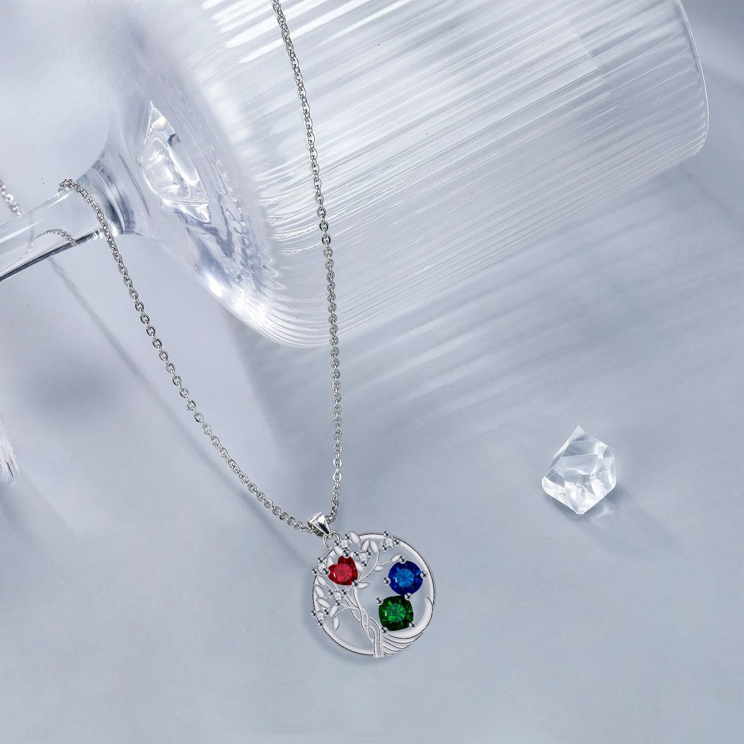 Древо жизни красочный кулон с фианитом ожерелье для женщин круглые растения