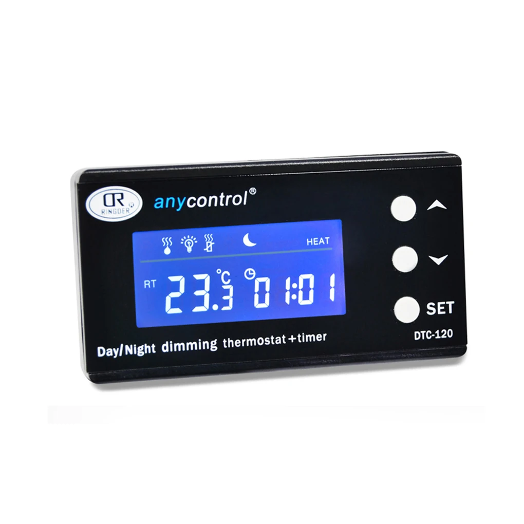 

Black Digital Reptile Thermostat With LCD Display - Wide Application And Mute Function Available Lightweight Temperature