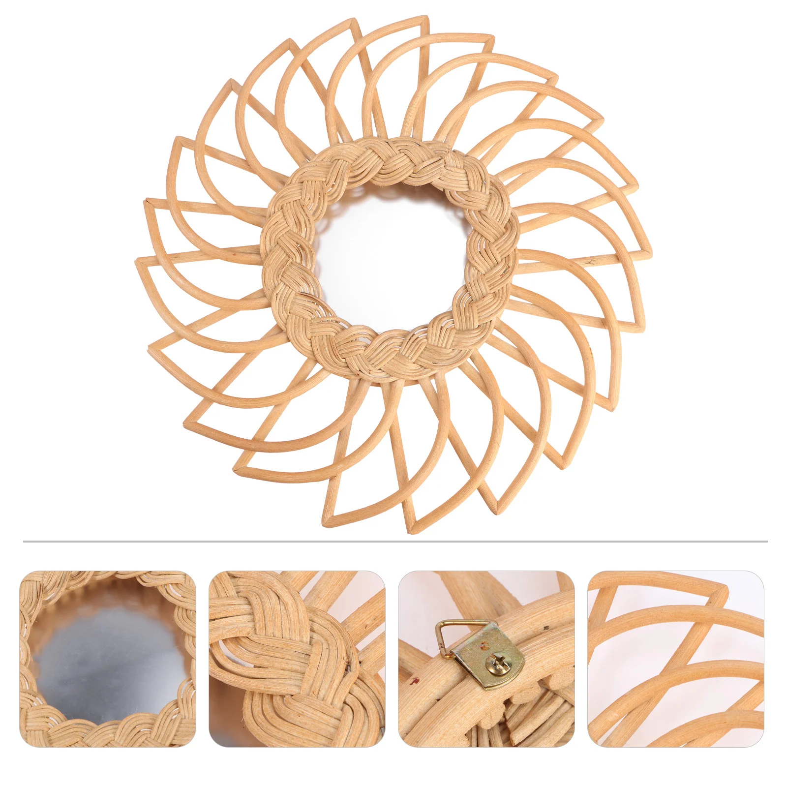 

1pc Delicate Hand-woven Mirror Indoor Scene Decor Wall Hanging Mirror Ornament