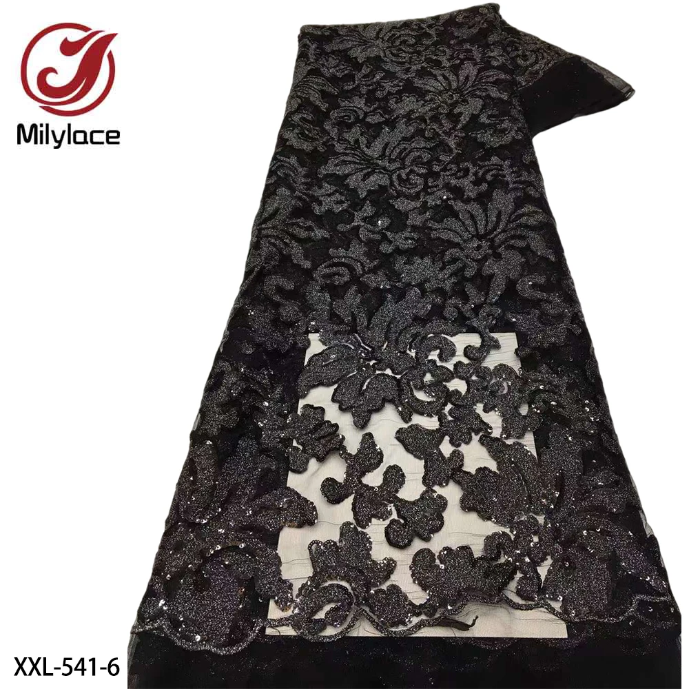 

Luxury Lace Fabric 5 Yards Nigeria Lace Fabric 2020 High Quality Lace Embroidery Sequins Nigeria Dresses for Women Lace XXL-541