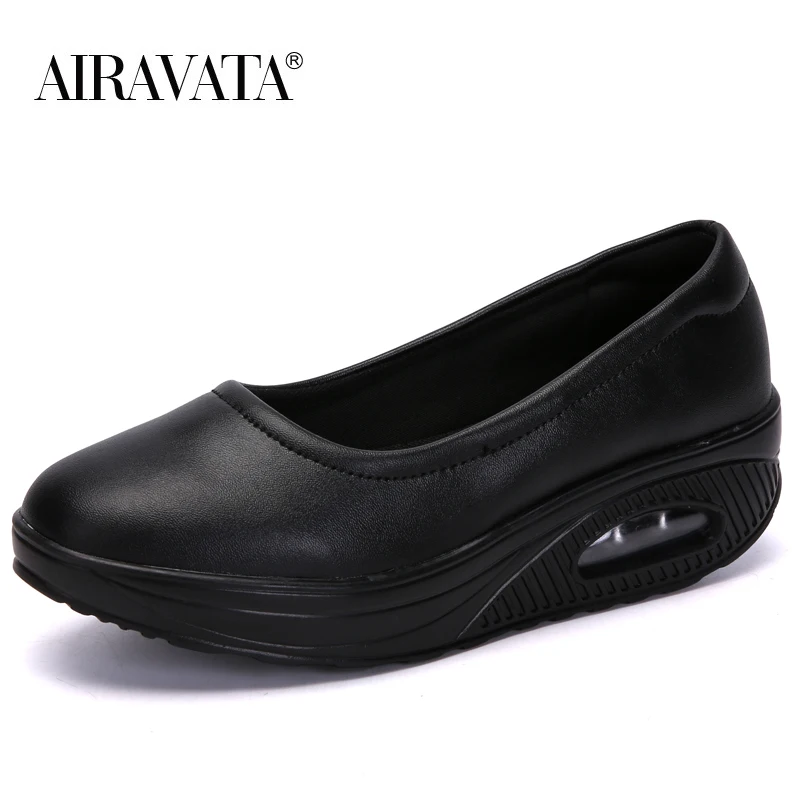 White Nurse Shoes Cushioned Casual Loafers Comfortable Slip-on Walking Shoes Shallow PU Sneakers
