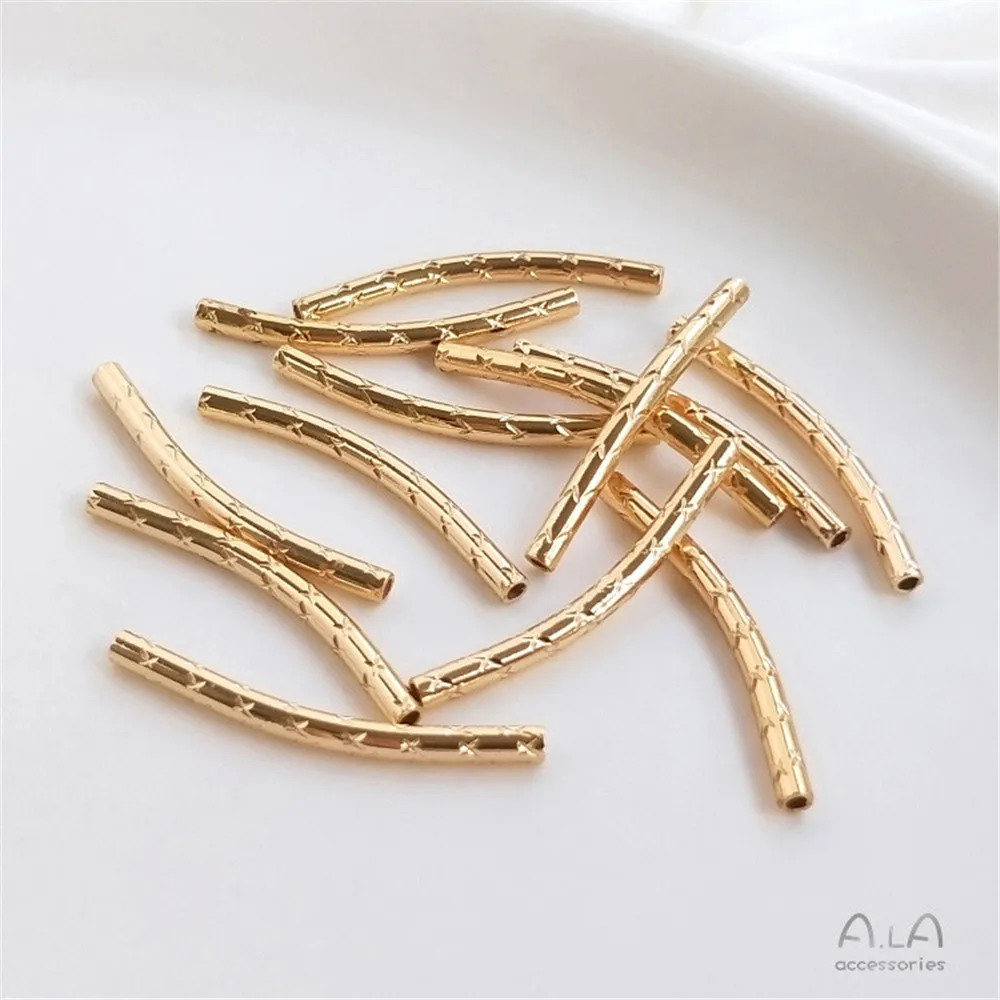

14K Gold Filled Plated Cut facet facet bend tube S-shaped tube DIY handmade bracelet string first accessory material