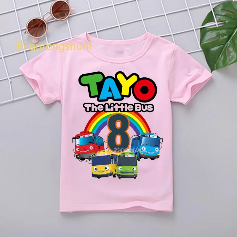 Мультяшная футболка для девочек топы тайо маленький автобус 6 дней рождения