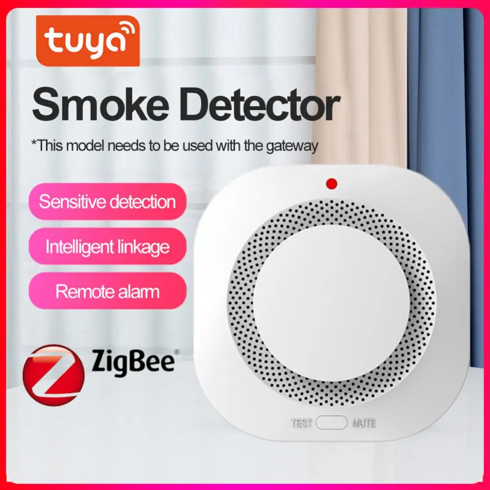 

Датчик дыма Tuya Zigbee с Wi-Fi, умный детектор дыма с сигнализацией, 80 дБ, Wi-Fi, противопожарная защита, домашняя охранная сигнализация