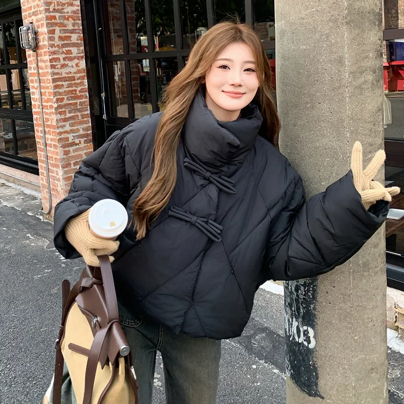 Хлопковая куртка на пуговицах в китайском стиле для женщин короткий стиль2024