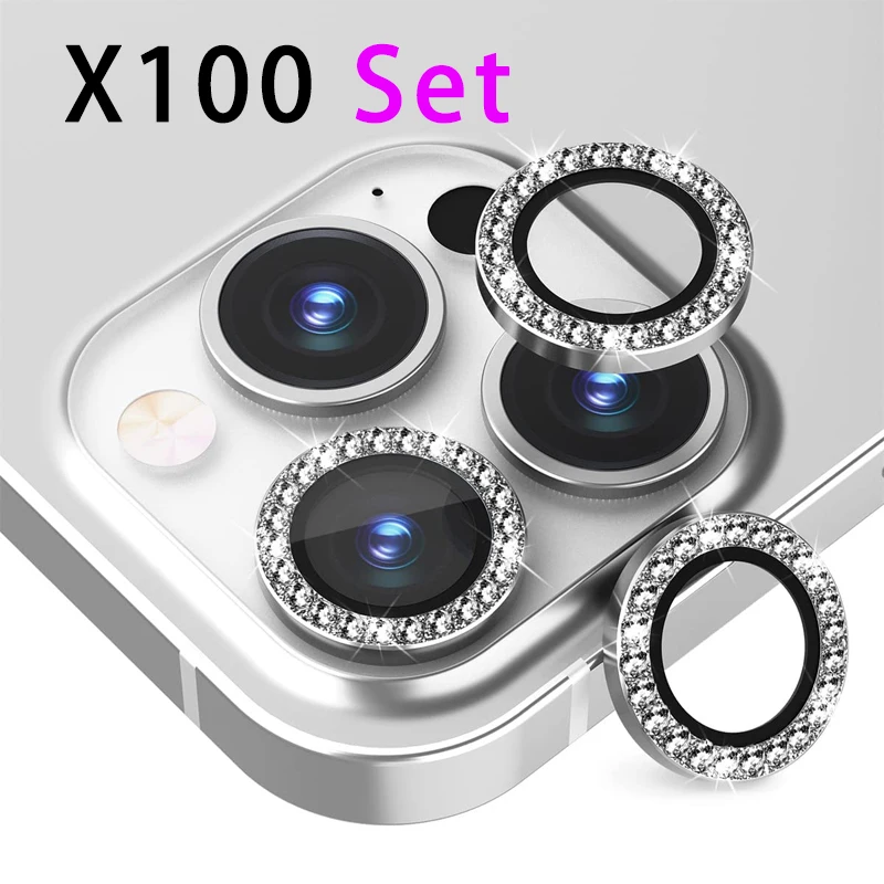 Diamond Glass Camera Lens Protector For iPhone 13 12 Mini Lens Glass 11 12 13 Pro Max metal Camera screen Protector cap 100pcs