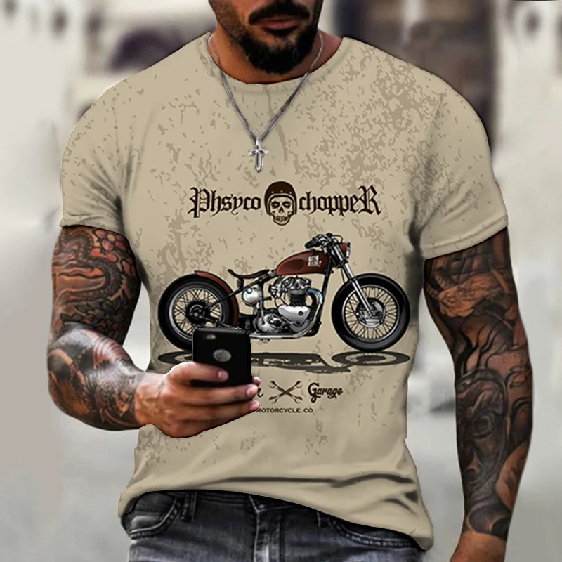 

Fashion Hot Men's T-shirts Retro Motorcycle Oversized T-shirt Harajuku Summer Tracksuit O Neck Street Outfit Casual 3D Printed