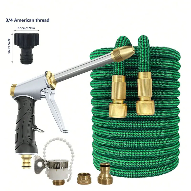 Расширяемый Волшебный Садовый Шланг С Металлическим Покрытием Водяной Пистолет