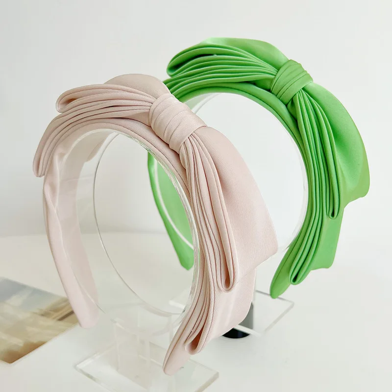 

New Solid Color Satin Double Layer Bow Hairbands Girl Headbands Ornament Accessories Women's Fashion Hair Accessories Headwear