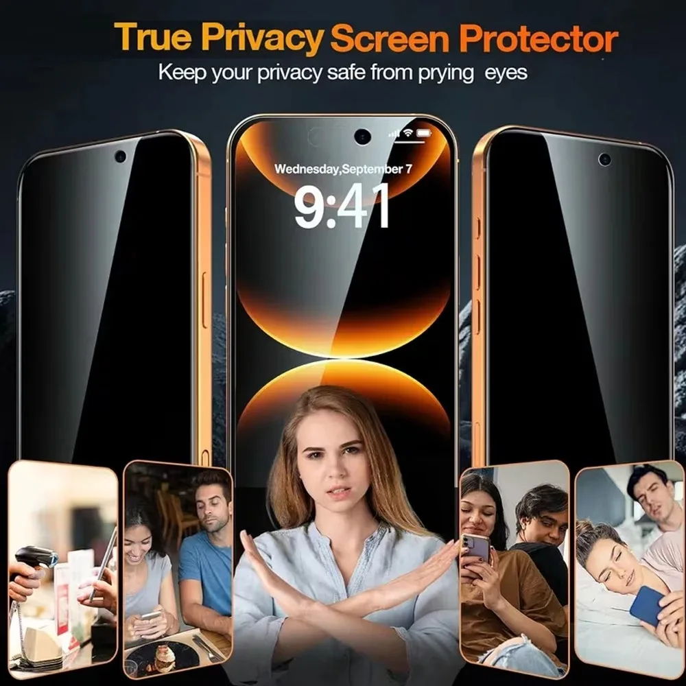 Фото Комплект из 3 защитных пленок для iPhone 17 Pro, 16, 15 Plus, 14 Pro Max, 13, 12, 11, X – Защитное стекло для смартфона с функцией конфиденциальности №3