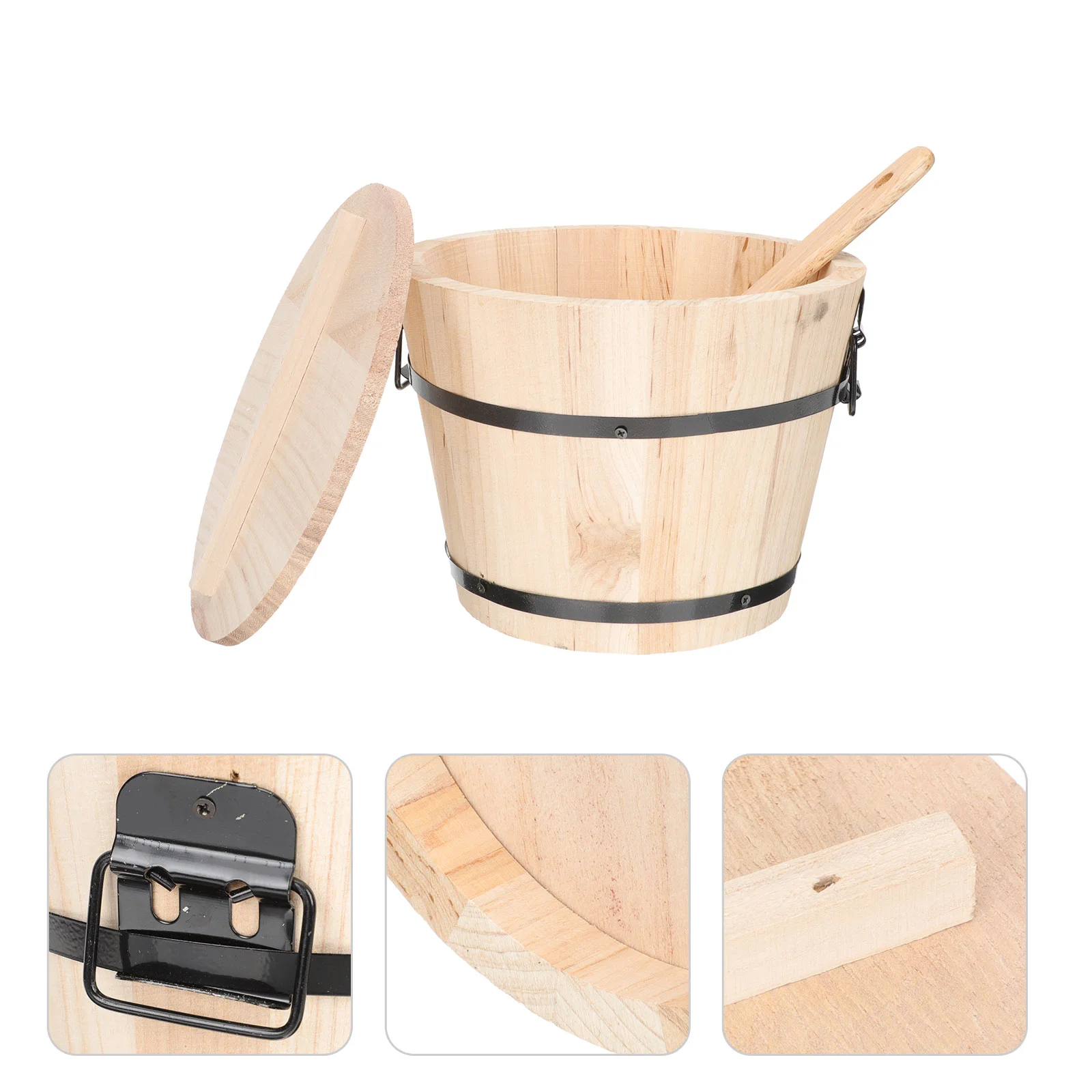

Rice Bucket Steamer Wooden Bowl Wood Sushi Basketstorage Kitchen Mixing Asian Hangiri Chinesepot Tub Container Serving Dispenser