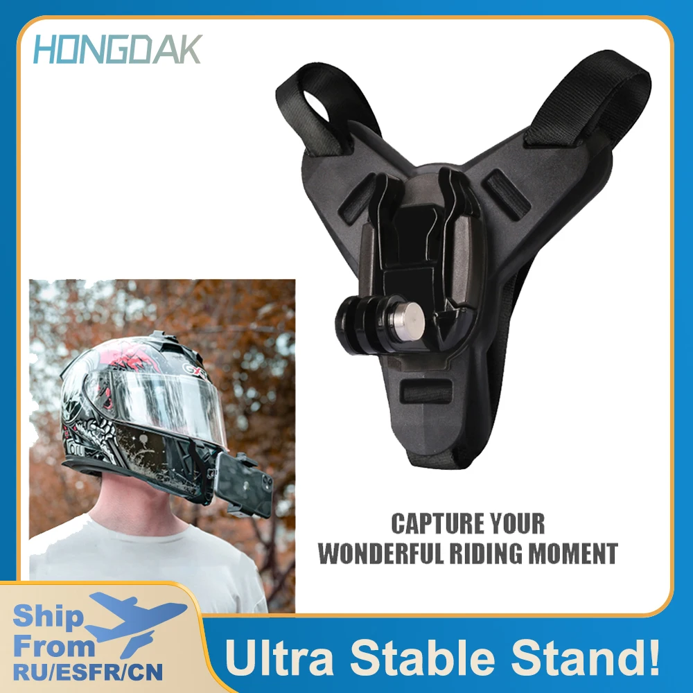

HONGDAK Motorcycle Helmet Chin Strap Retainer Mount for GoPro Hero 11/10/9/8/7/6/5 Sports Camera Full Face Holder Accessory
