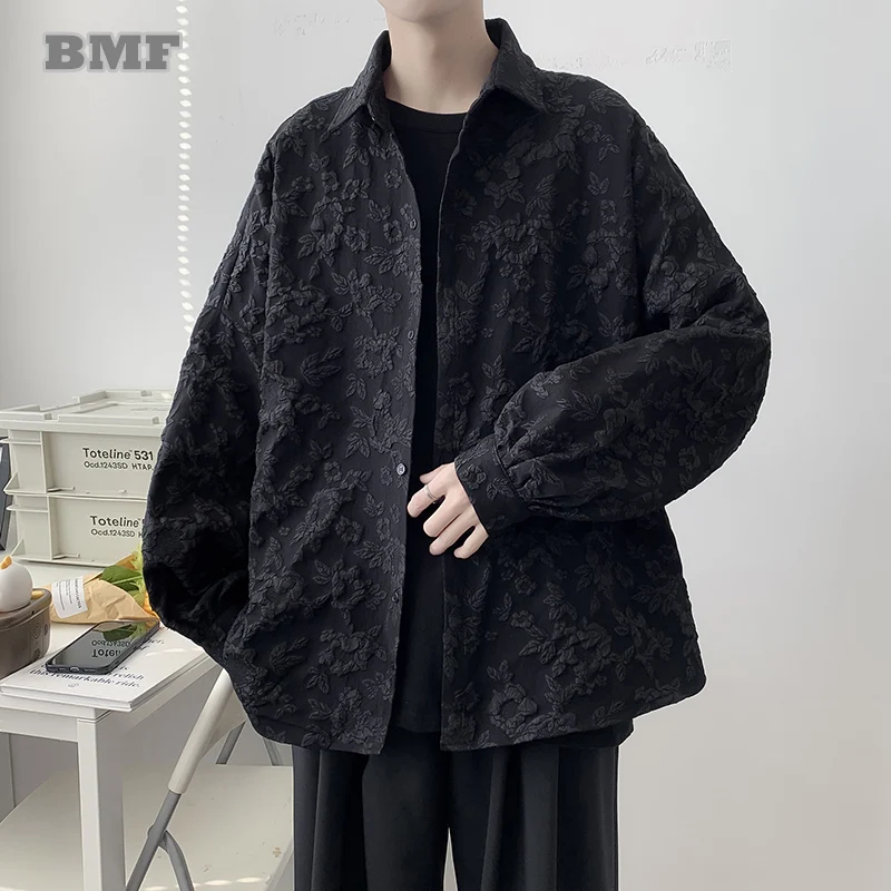 

Korean Style Fashion Hip Hop Black Long Sleeve Shirt 2022 Spring Loose Oversized Casual Coat Men Kpop Couple Clothes Unisex