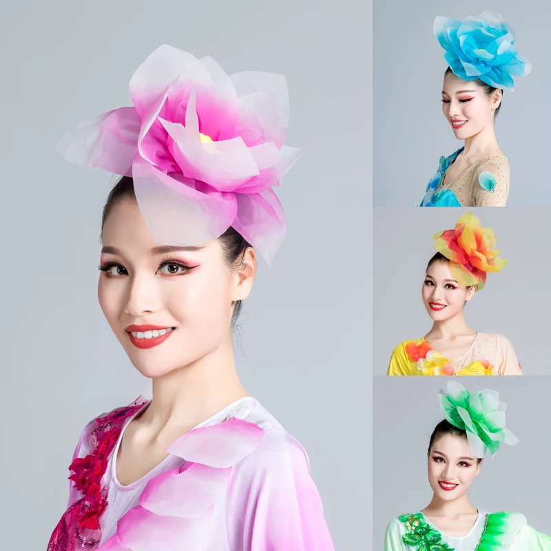 

Dance Head Flower Opening Dance Headdress Female Square Dance Performanceyangko Dance Headpiece Headgear Festival Accessories