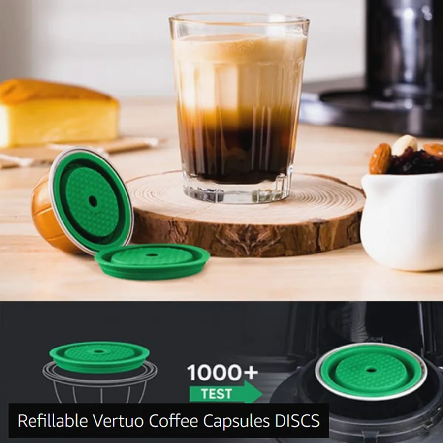 

Update icafilas Reusable Coffee Capsule Lid for Nespresso Vertuo Next Pod Refillable Vertuoline Coffee Filter Cover Food Tool