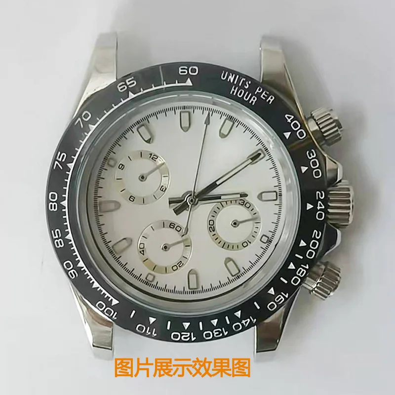 Альтернативное черное стальное кольцо Daytona 304 40 мм шестиручный кварцевый корпус