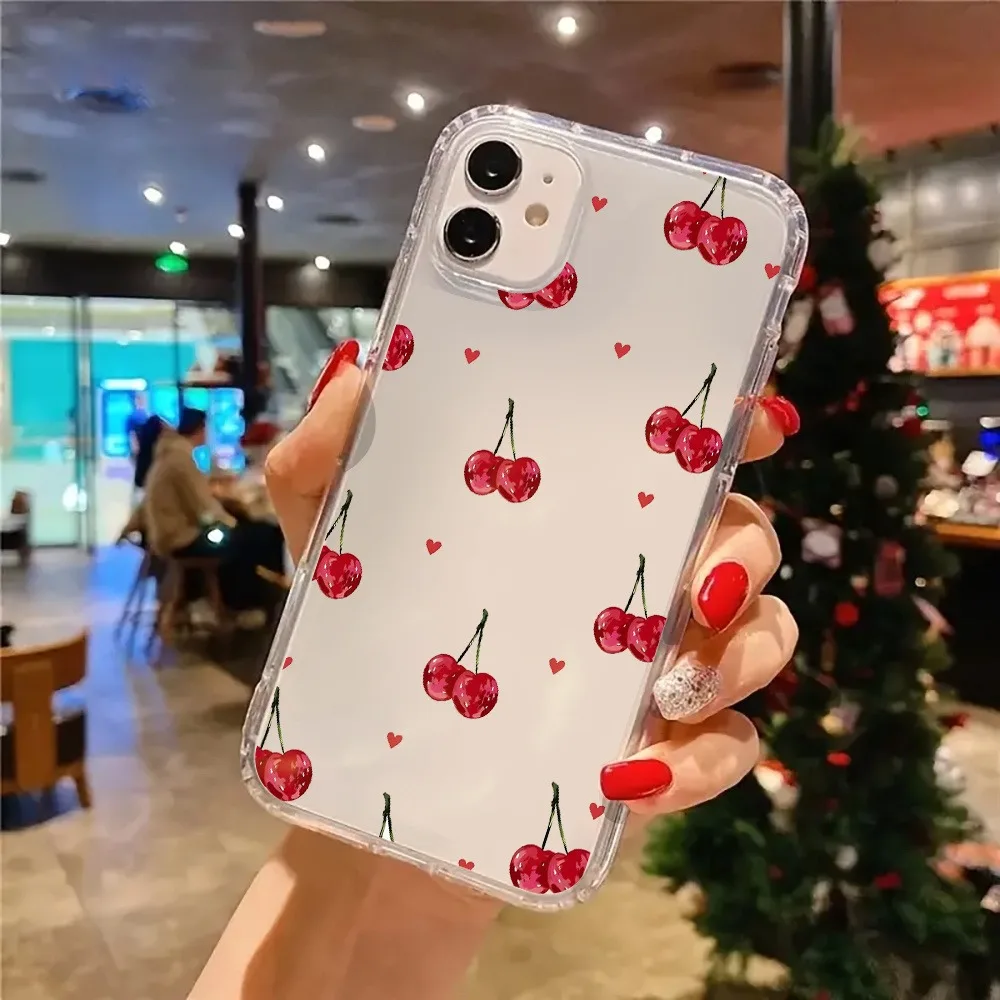Фото Прозрачный чехол для телефона Pink Cherries Heart Coquette для iPhone 17, 16, 11, 13, 15, 14, 12, Pro Max 7, 8 Plus XS X XR 17 Air Transparent Cover №4