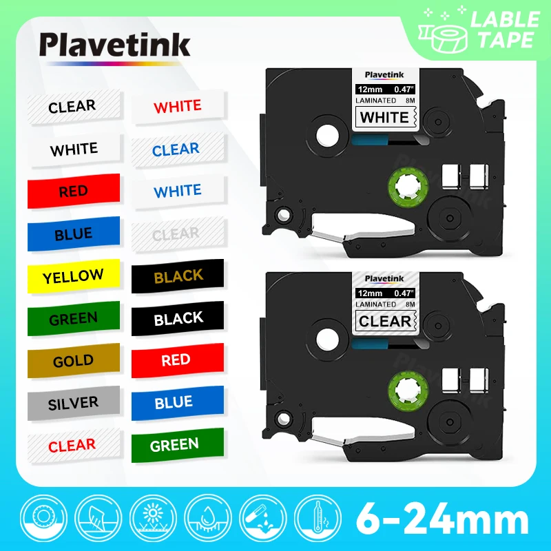 

PLAVETINK Standard Laminated tape 12mm*8m 231 Compatible For Brother TZe 231 131 221 241 251 631 121 For P-touch Printers