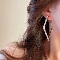 fashion trend unique design geometric elegant delicate light luxury diamond diamond double layer earrings womens jewelry gifts