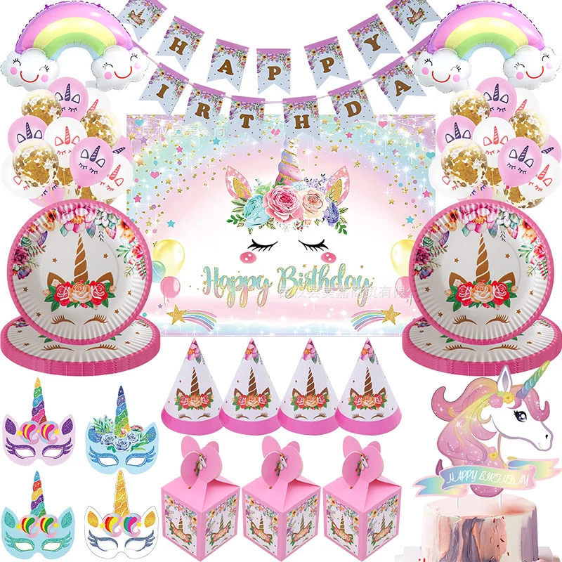 Одноразовый набор посуды MINISO Единорог для дня рождения