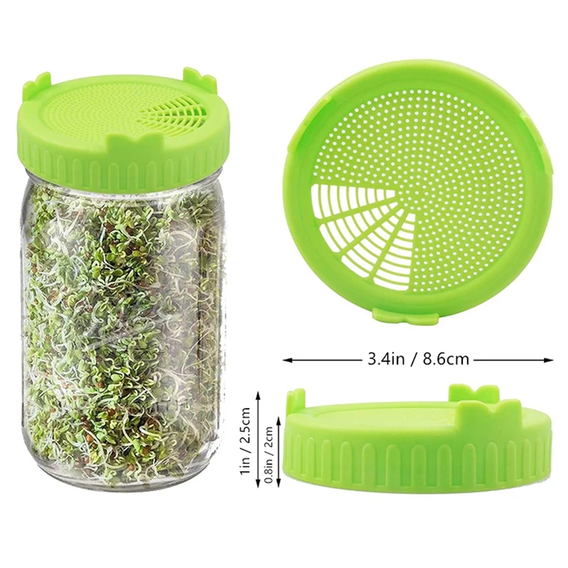 

Plastic Sprouting Lid Wide Mouth Tool For 86mm Mason Jar Mesh Sprout Cover Sealing Ring Lid Seed Growing Germination Strainer