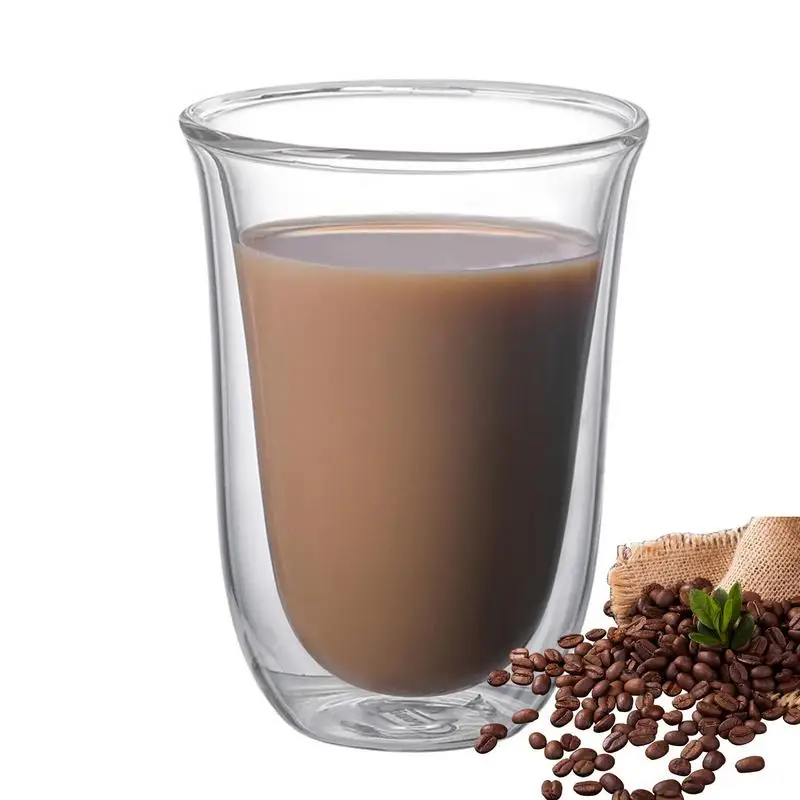 Double Wall Tea Cups Durable Borosilicate Clear Glass Coffee Mugs Thermo Insulated Glass For Latte Cappuccino Beverage Glasses