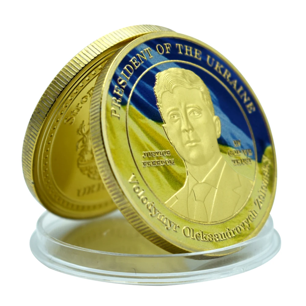 

Newest President of Ukraine Zelensky Gold Coin Famous Person Gold Plated Coin Commemorative Coin Business Souvenir Gifts