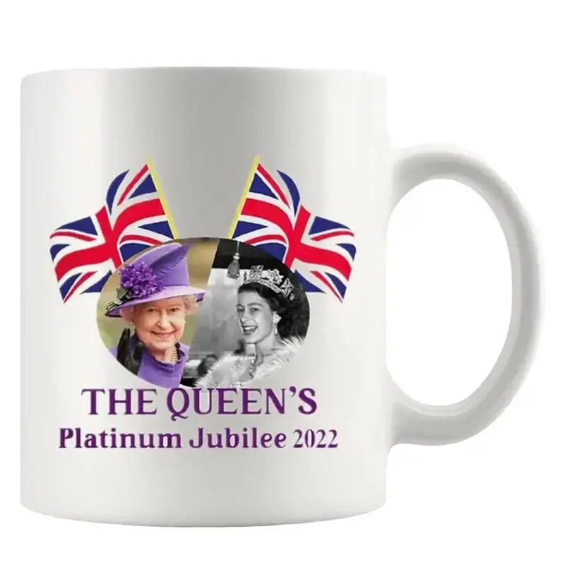 

Memorial Queen Elizabeth II Mug Double Sided Printing Ceramic Platinum Jubilee Coffee Mug 1952-2022 Commemorative Mug