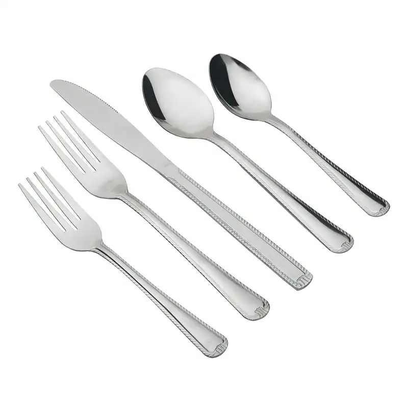 

Piece Lace Stainless Steel Silver Flatware Value Set with Tray Organizer, Service for 8 Ceramic tray Black tray White tray Glass