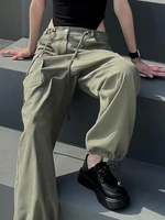 weiyao retro green baggy jeans drawstring low rise jean haram pants women korean fashion vintage casual hippie denim trousers