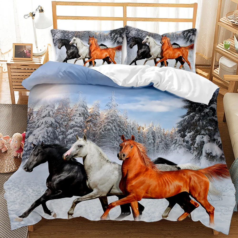 

Horse Duvet Cover Set Horse Running In Starry Sky Print Twin Bedding Set for Adults Animal Queen King Size Polyester Qulit Cover