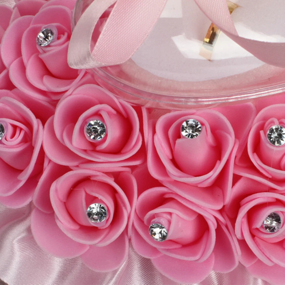 Valentine's Day Heart-shape Rose Flowers Jewelry Box Storage Organizer Packaging Case Portable Ring Jewellery Gift |