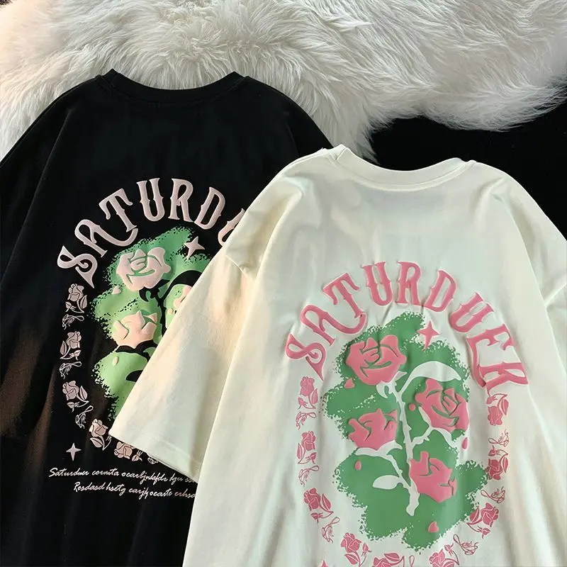 

Женский топ с коротким рукавом и круглым вырезом, в американском стиле