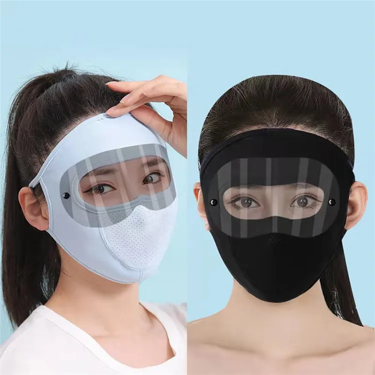 

Summer Sunscreen Ice Silk Mask Dust-proof Forehead Sunshade Full Face Breathable with Goggles Ear-mounted Mask Cycling Glasses