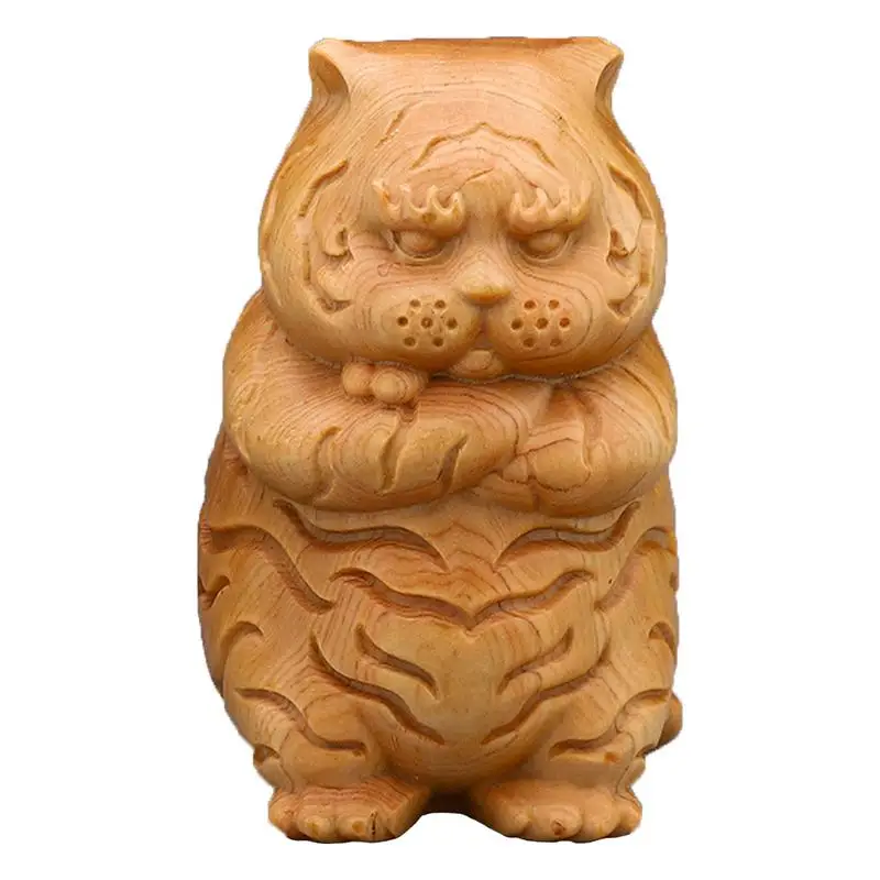 

Hand Carved Wooden Tiger Lovely Wooden Chinese Zodiac Tiger Figurine Chinese Zodiac Tiger Craft Ornament For Home Office