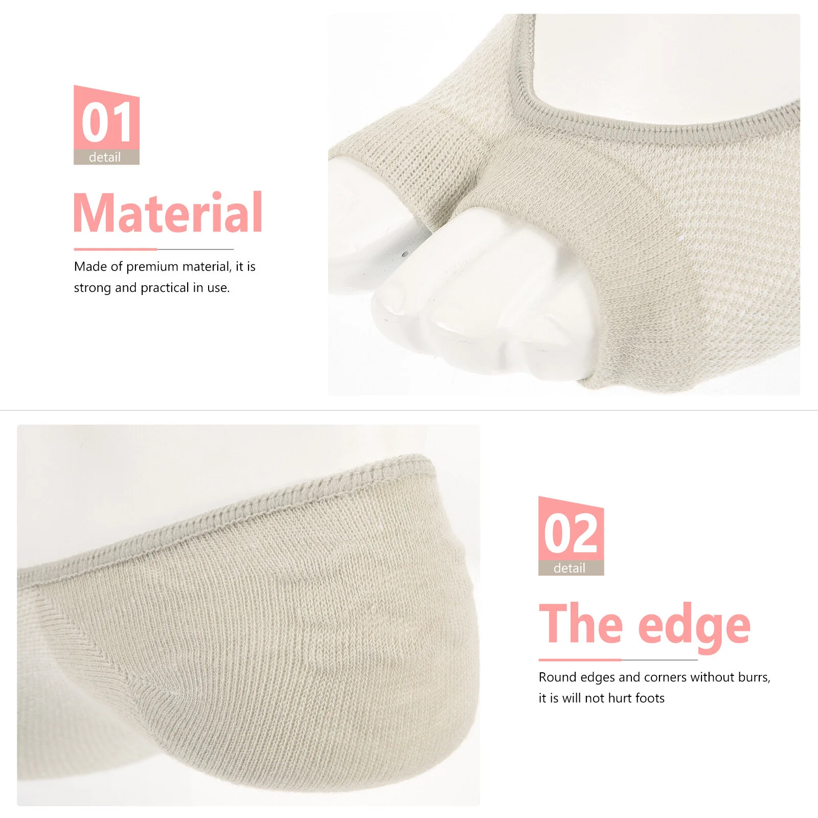 5 Pairs Toe Separating Socks Cotton Socks Low Cut Socks Solid Color Shallow Mouth Socks