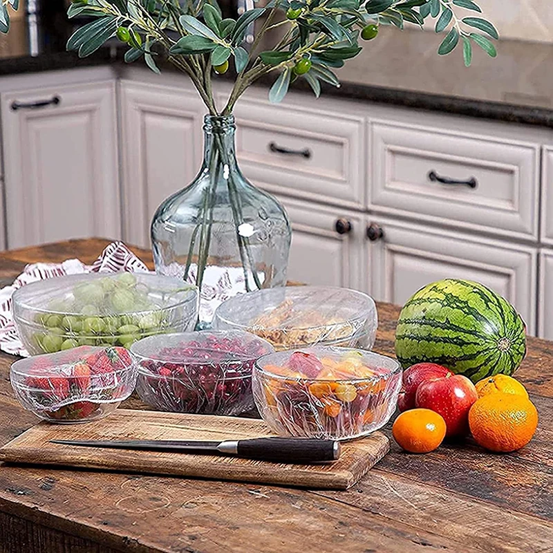 

Disposable Food Cover Plastic Wrap Food-Grade PE Fresh-Keeping Film Bag Thickened Disposable Bowl Cover For Food Storage Kitchen