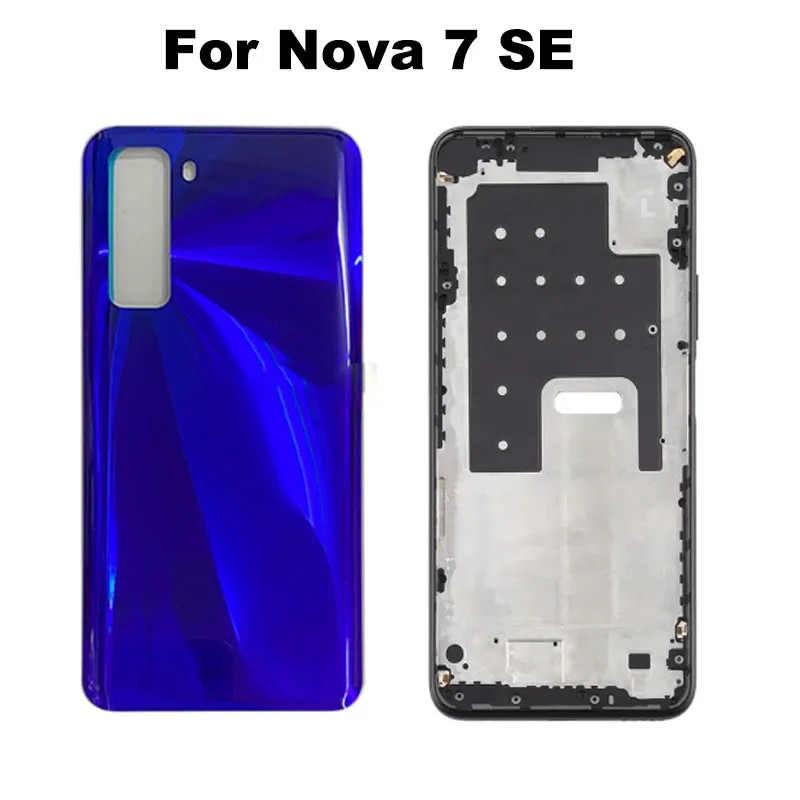 Полный корпус для Huawei Nova 7 SE 7SE средняя рамка задняя панель рамка держатель опорной лицевой панели с ЖК-дисплеем + Крышка батарейного отсека задняя крышка