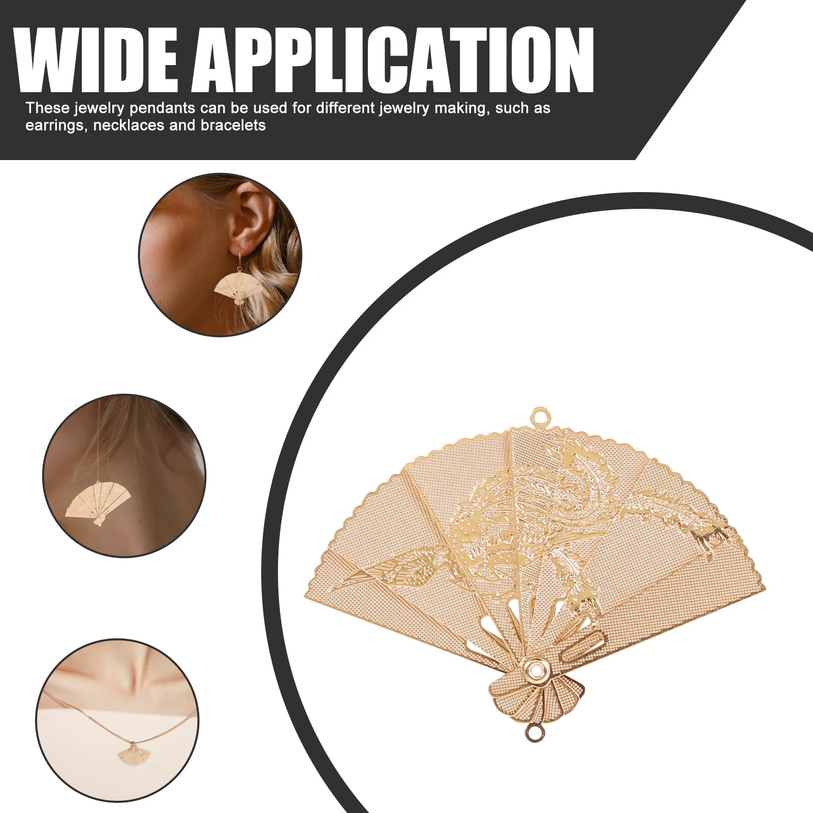 5 Pcs Vintage Accessories Foldable Fan Brass Pendant Charms Jewelry Making Jewelries 5X3.4CM DIY Small Copper Metal