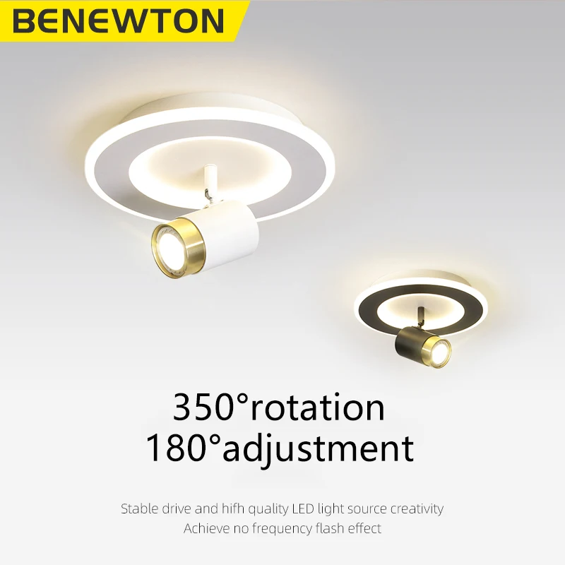 BENEWTON Круглый коридор потолок фотоэлементы черный белый фотоэлемент Современный