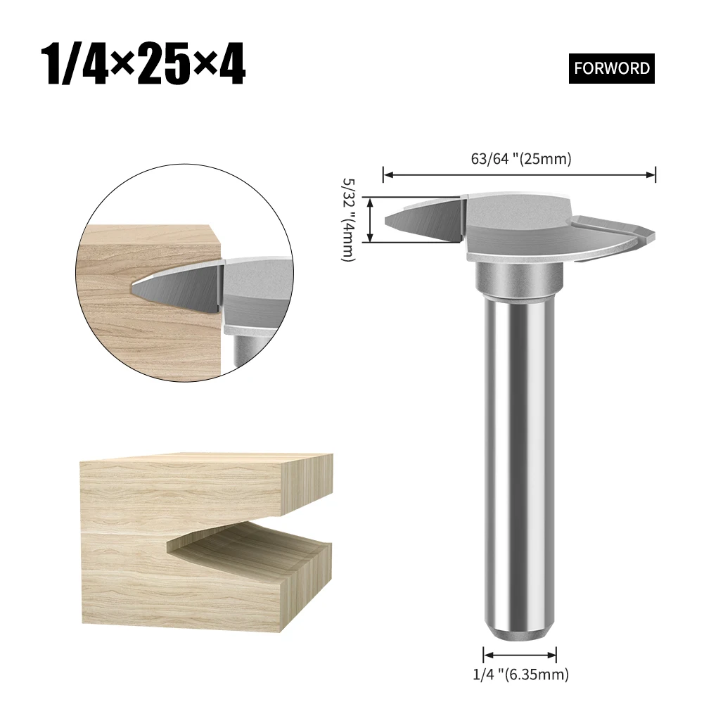 2 шт. 6 мм 1/4 дюйма Т-образный паз косые фрезы с плоским дном для