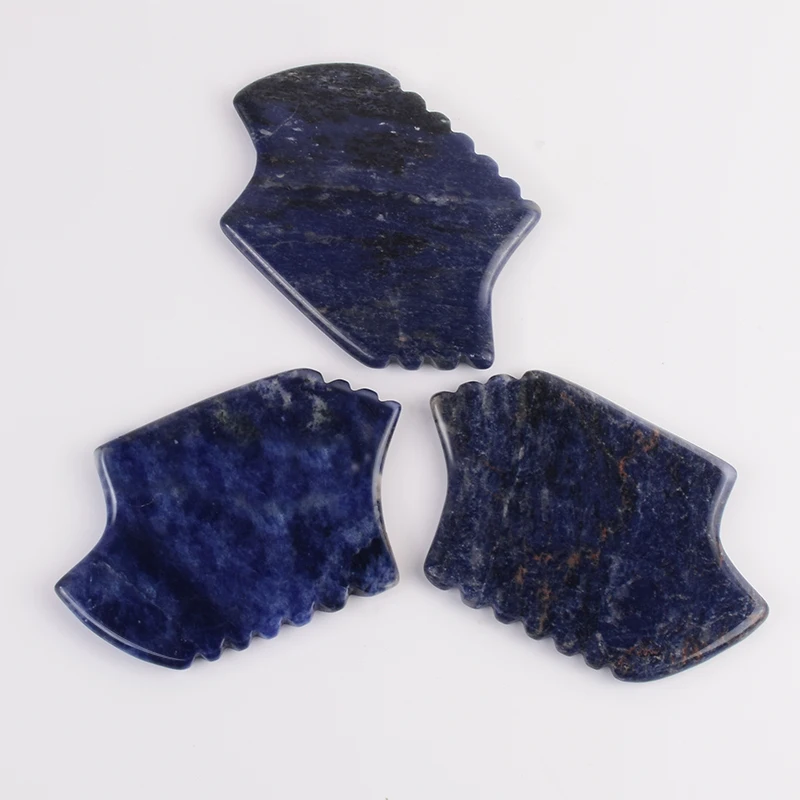 Натуральный содалитовый пилообразный инструмент гуаша для лица спа нефритовый массажер акупунктурный инструмент косметический продукт для ухода за кожей лица Натуральный содалитовый пилообразный инструмент гуаша для лица спа нефритовый массажер акупунктурный инструмент косметический продукт для ухода за кожей лица