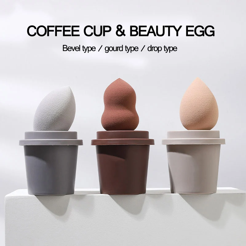 

Empty Coffee Cup Sponge Stand Storage Case Makeup Puff Holder Empty Cosmetic Dry Box Makeup Accessories Sponge Storage Box