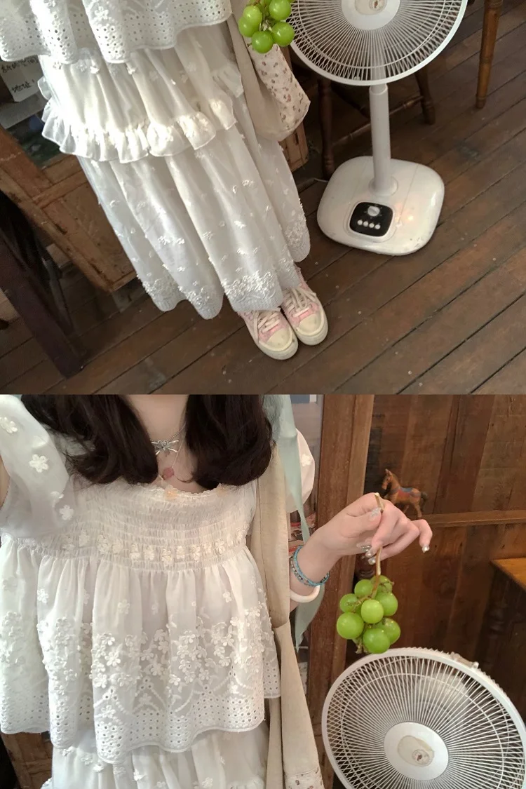 Жаккардовый костюм с пышными рукавами и юбкой Chun Bai Lian в японском стиле